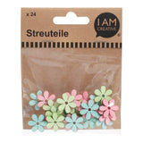 I AM Creative Streuteile Blume pastell, 24 Stück, ca. 2–3 cm, pastell-mix