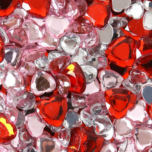 I AM Creative Strasssteine Herz selbstklebend 5–10 mm, 350 Stück, Rot