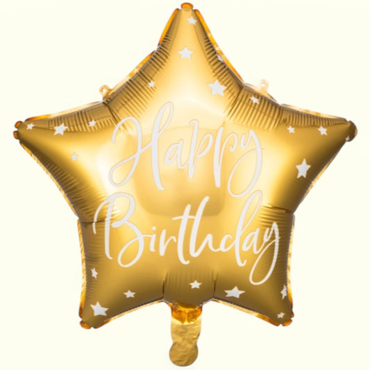 Foil Balloon Star Happy Birthday gold 40cm