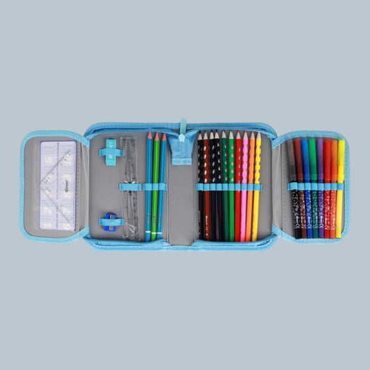 Schüler-Etui "ABS Blue Stripe", 1-Zipp, 28-tlg