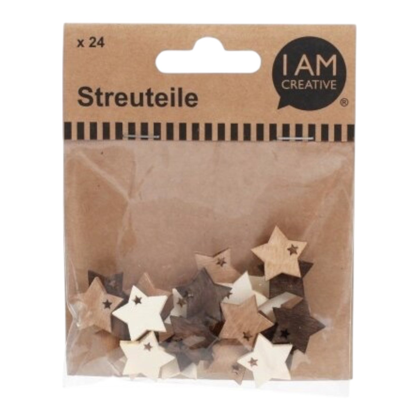 I AM Creative Streuteile Stern 2 cm, naturmix, 24 Stück