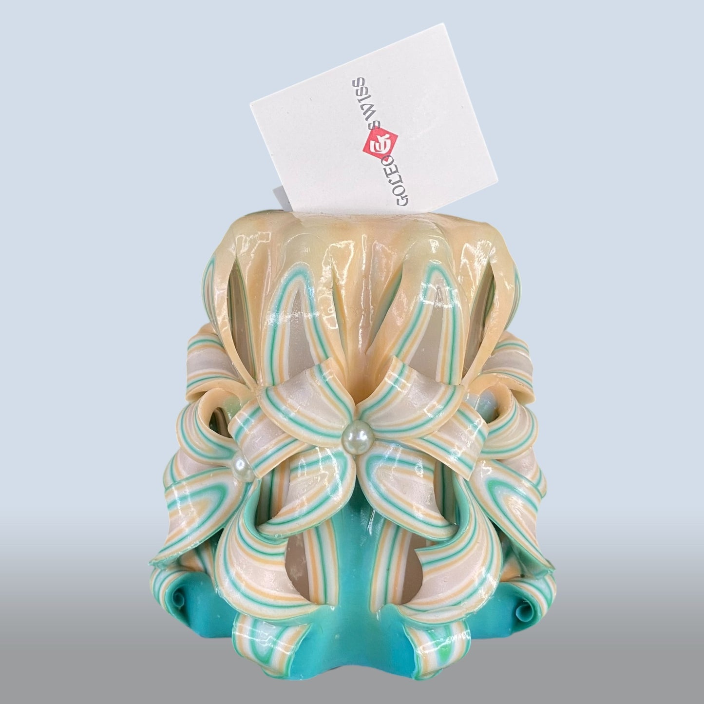 Geschnitzte Kerze Klein - Mint Clay