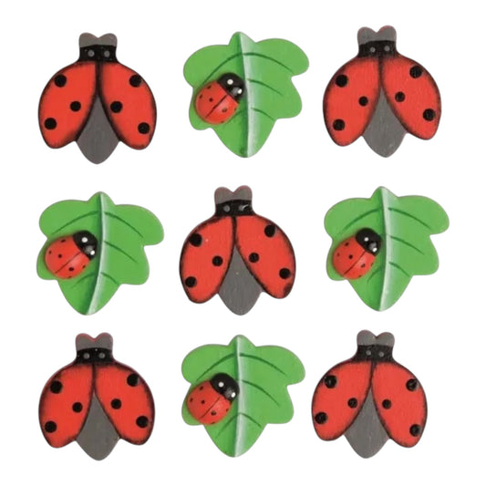 Glorex Sperrholzstreuteile Marienkäfer, 9 Stück