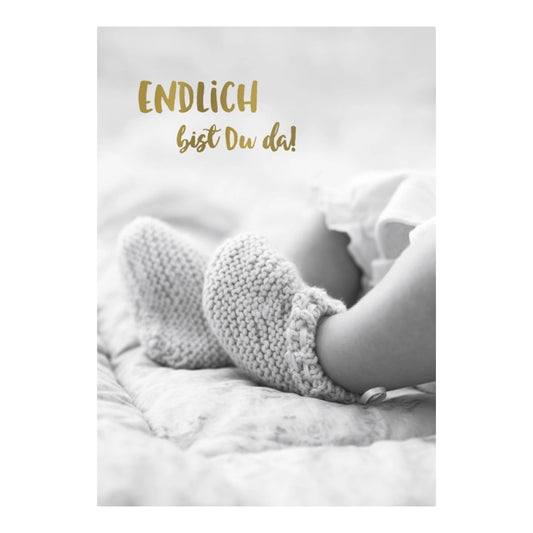 Postkarte Endlich bist Du da!