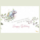 Postkarte „Du wechselst schon wieder dein Alter? – Happy Birthday“