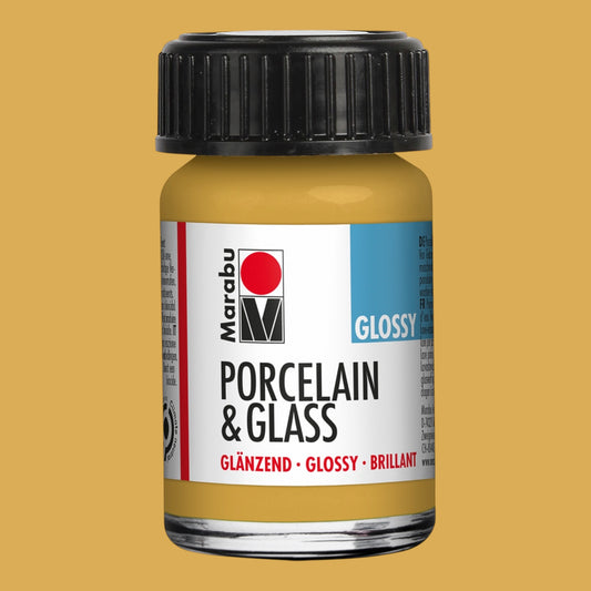 Marabu Transparent Glas- und Porzellanfarbe, Metallic-Gold 784, 15 ml