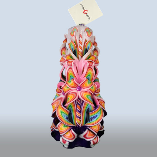 Geschnitzte Kerze Gross - Rainbow Bloom