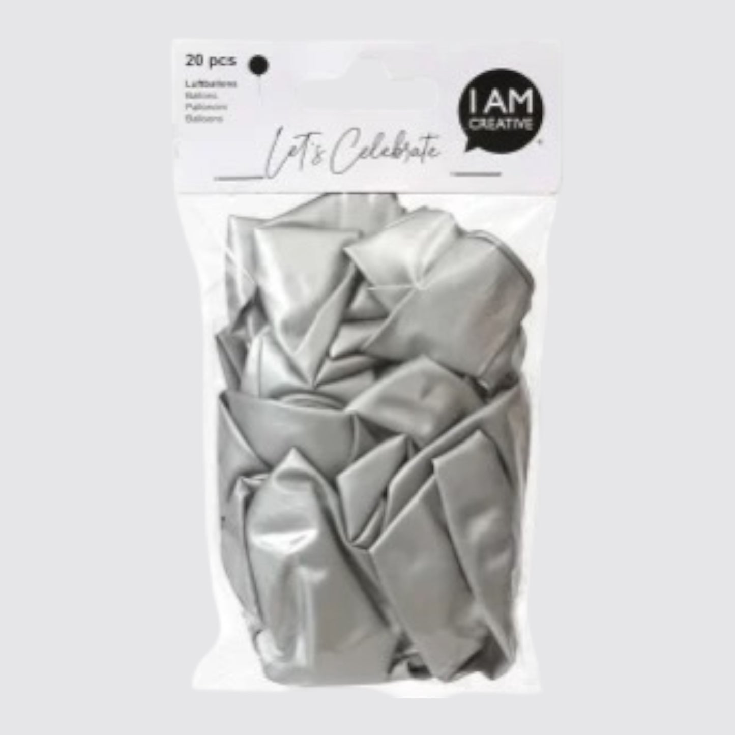 I Am Creative Balloons, Silver metallic 20 pieces