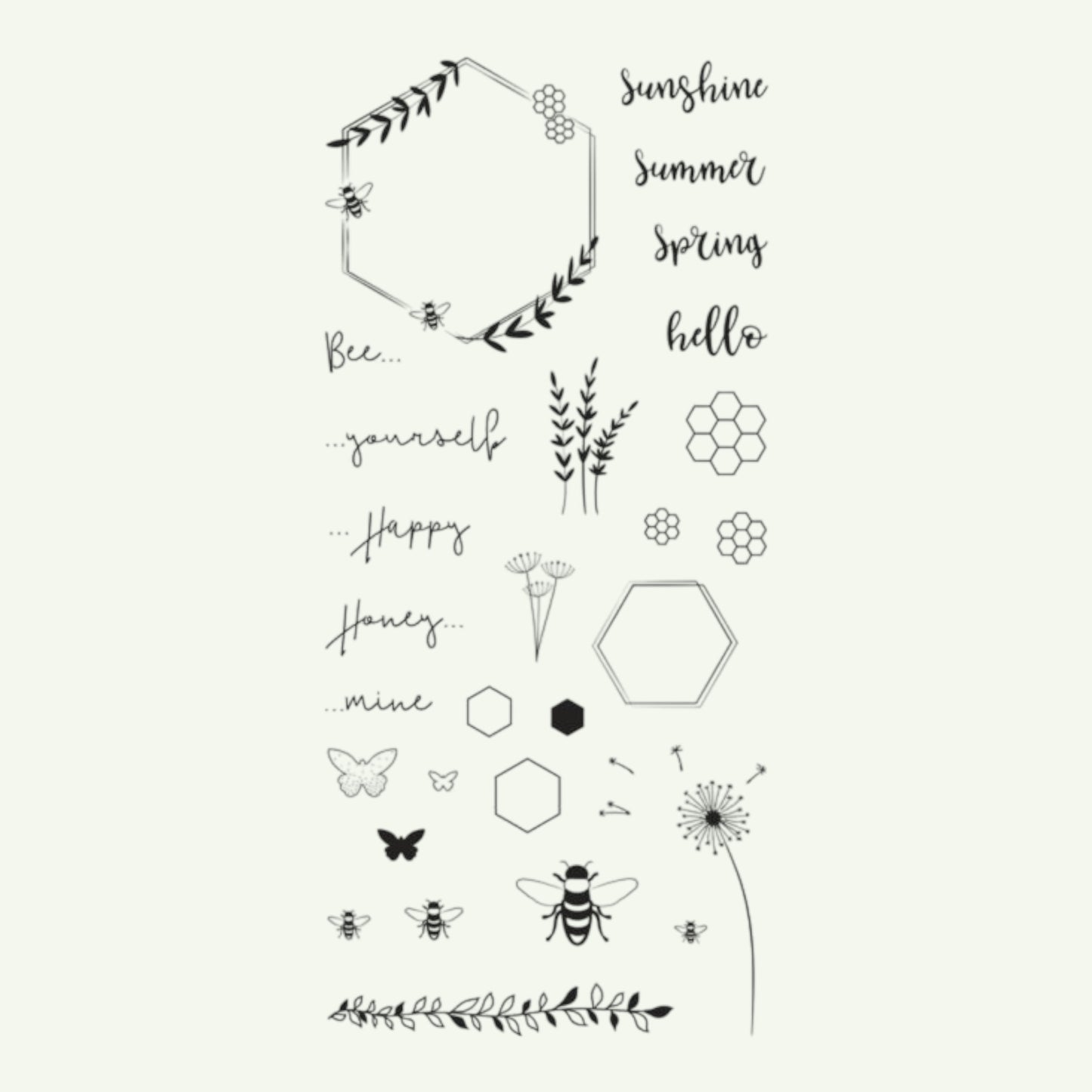 Rayher silicone stamp. Bee summer 97x205mm, 28 motifs