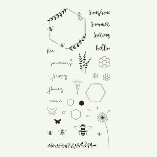 Rayher Silikonstempel Stempel. Bienensommer 97x205mm, 28 Motive