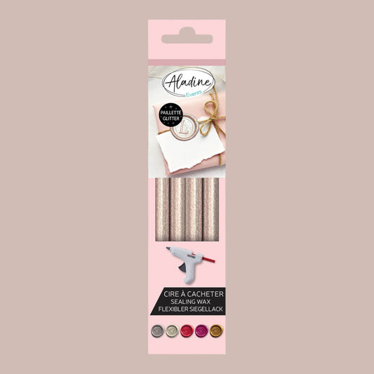 Aladine Sealing Wax Glitter Mother of Pearl, Wax Sticks for Wax Gun