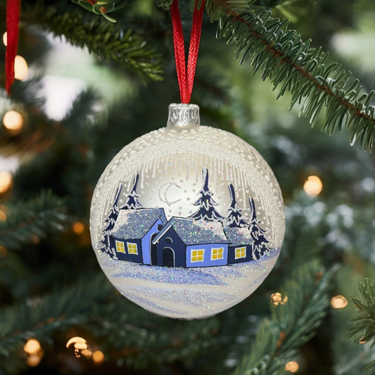 Christmas balls winter evening