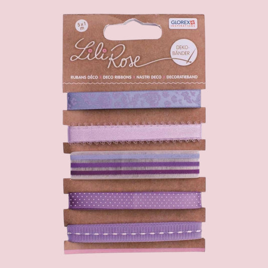 Glorex Deko-Bänder auf Karte 5x100cm Lila -Töne