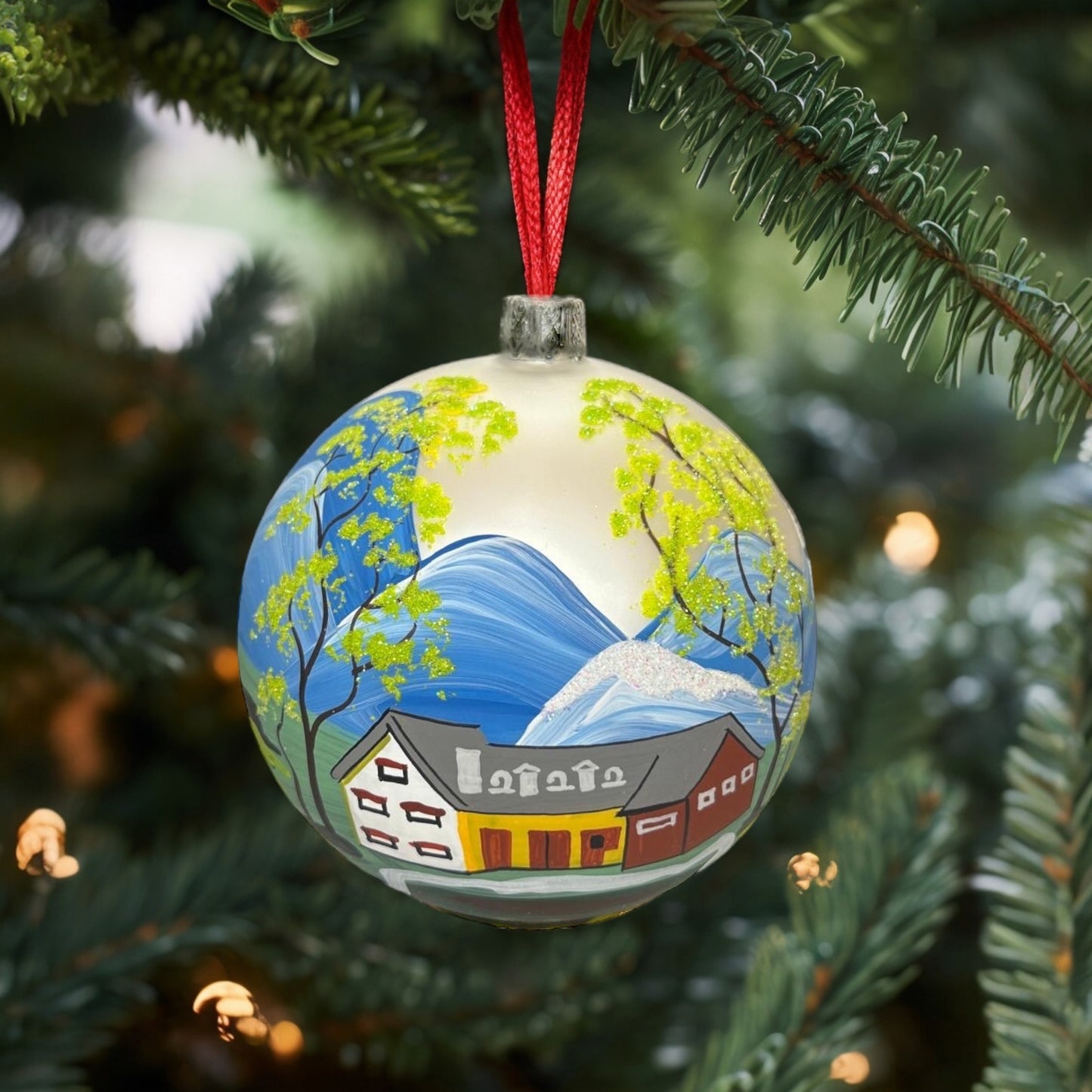 Weihnachtskugeln Alpabzug Weiss