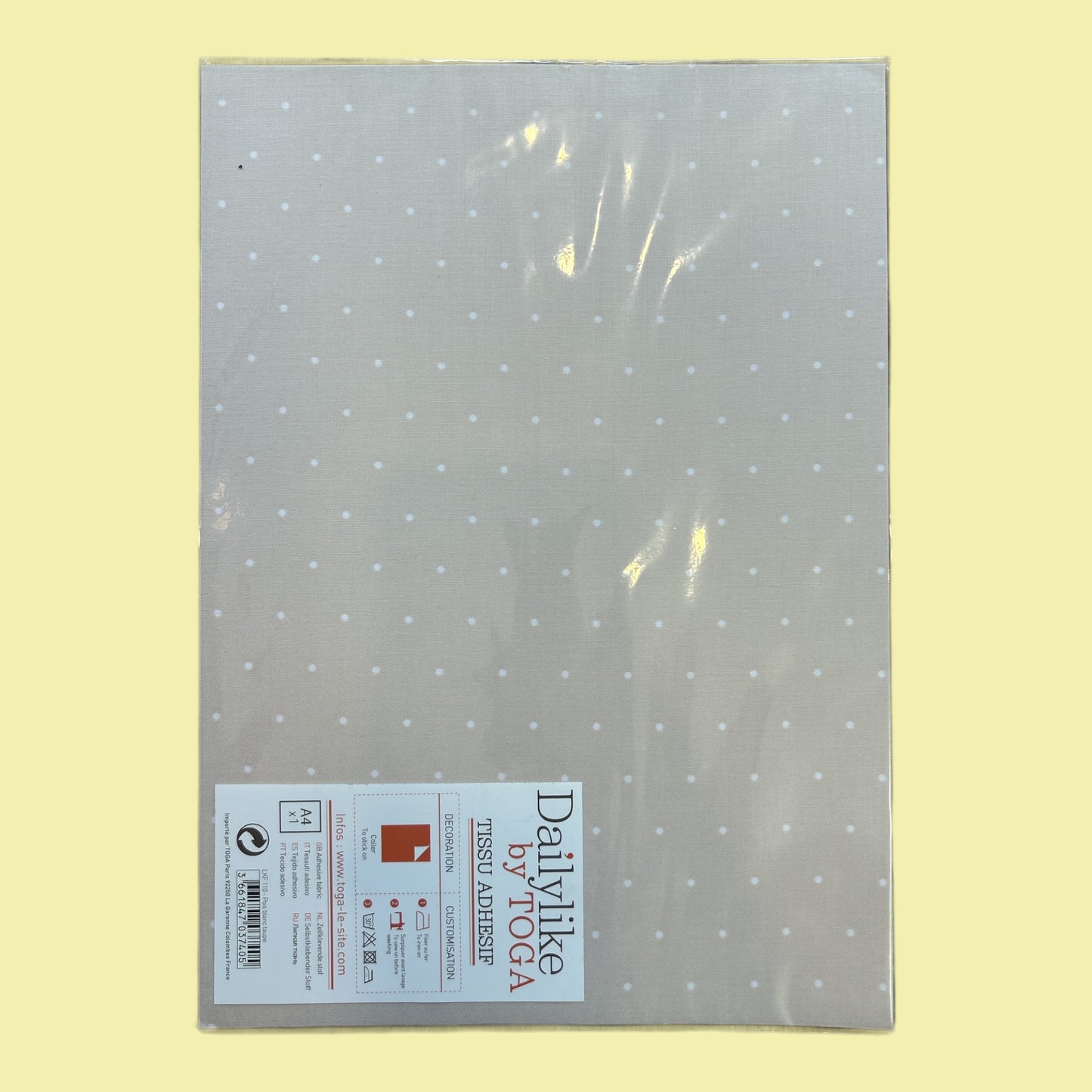 Dailylike by TOGA – Iron-on foil taupe with white dots, A4