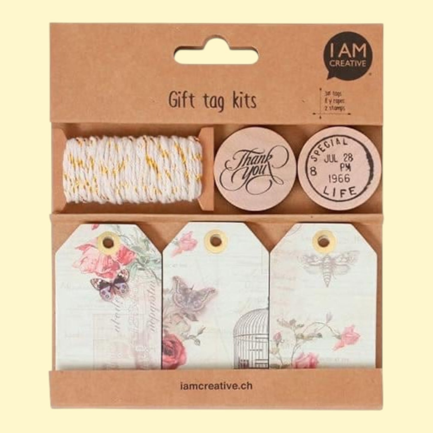 I Am Creative Stempelset Vintage mit Geschenkanhänger