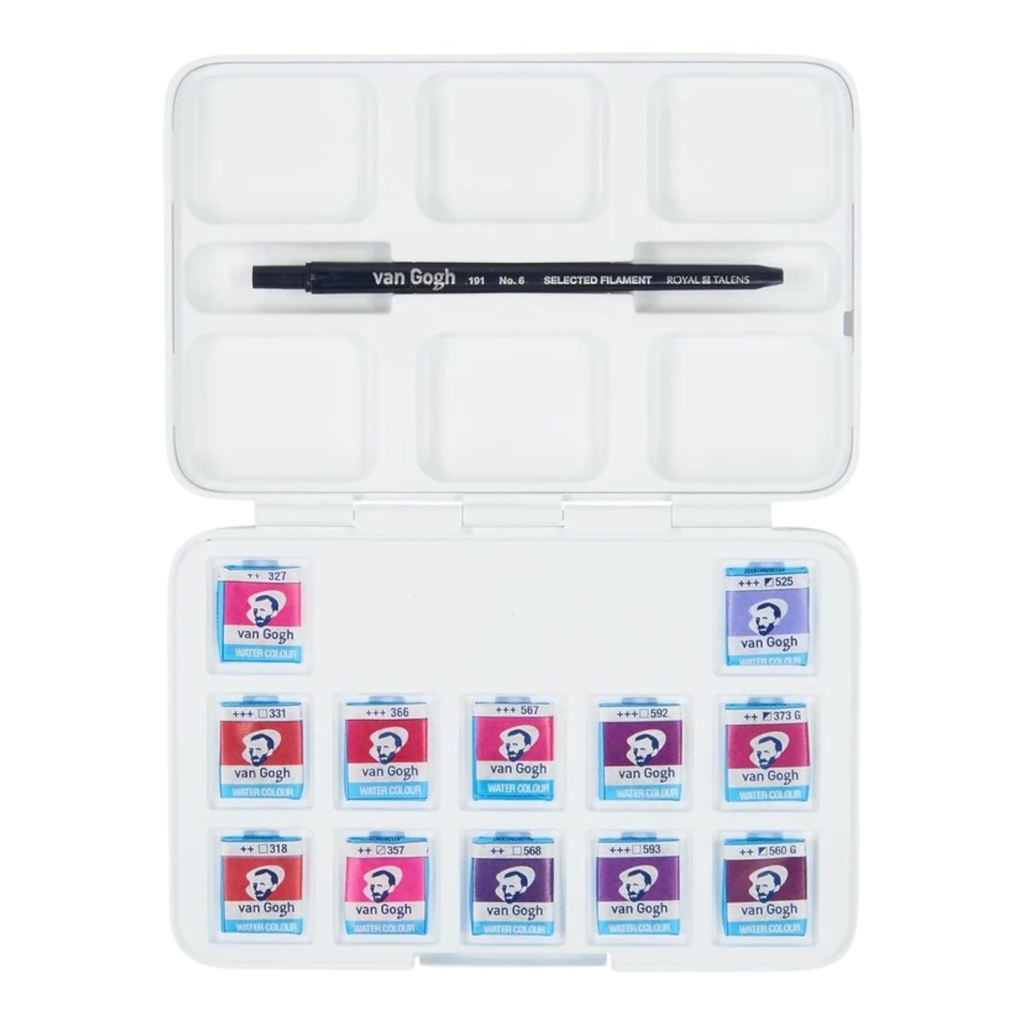 Van Gogh Watercolor Pocket Box Violets 12-pan, brush