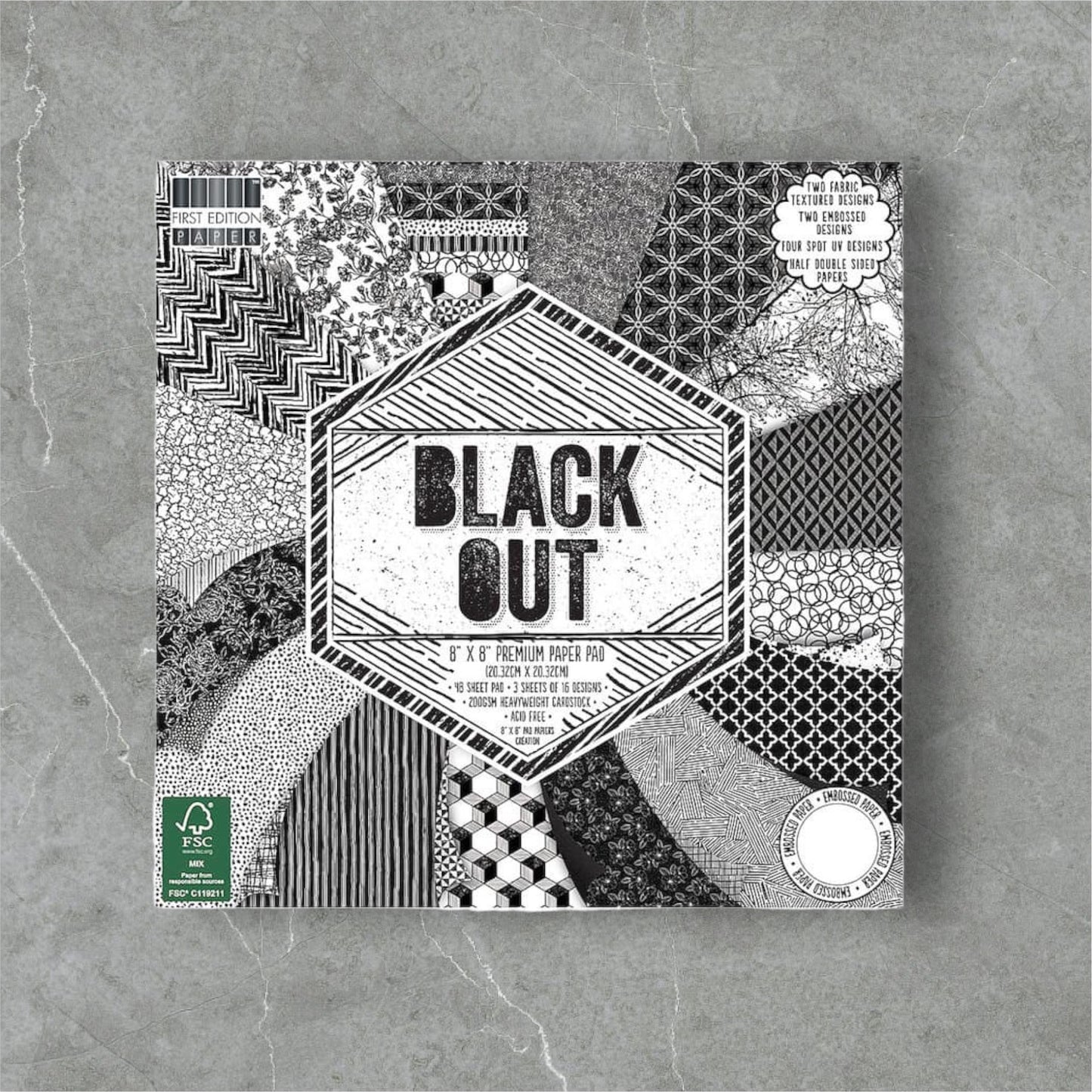 Pearlscent Scrap-block Black Out, Scrapbooking-Papier 20.3x20.3cm