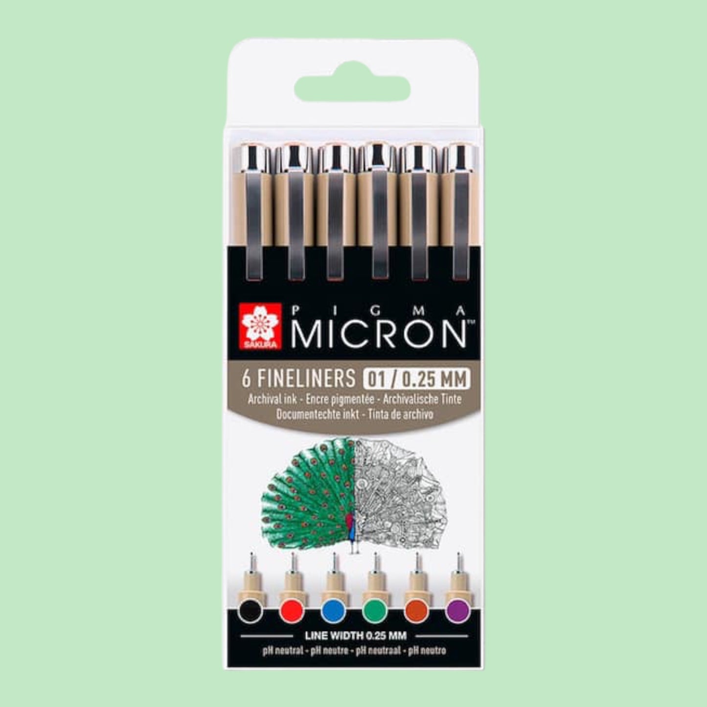 Sakura Pigma Micron – 6er Fineliner Set (Farbig)