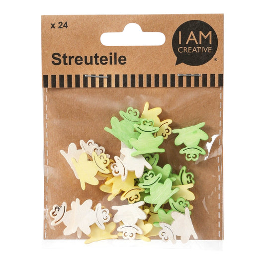 I AM Creative Streuteile Frosch grün, 24 Stück, ca. 2 cm, bunt
