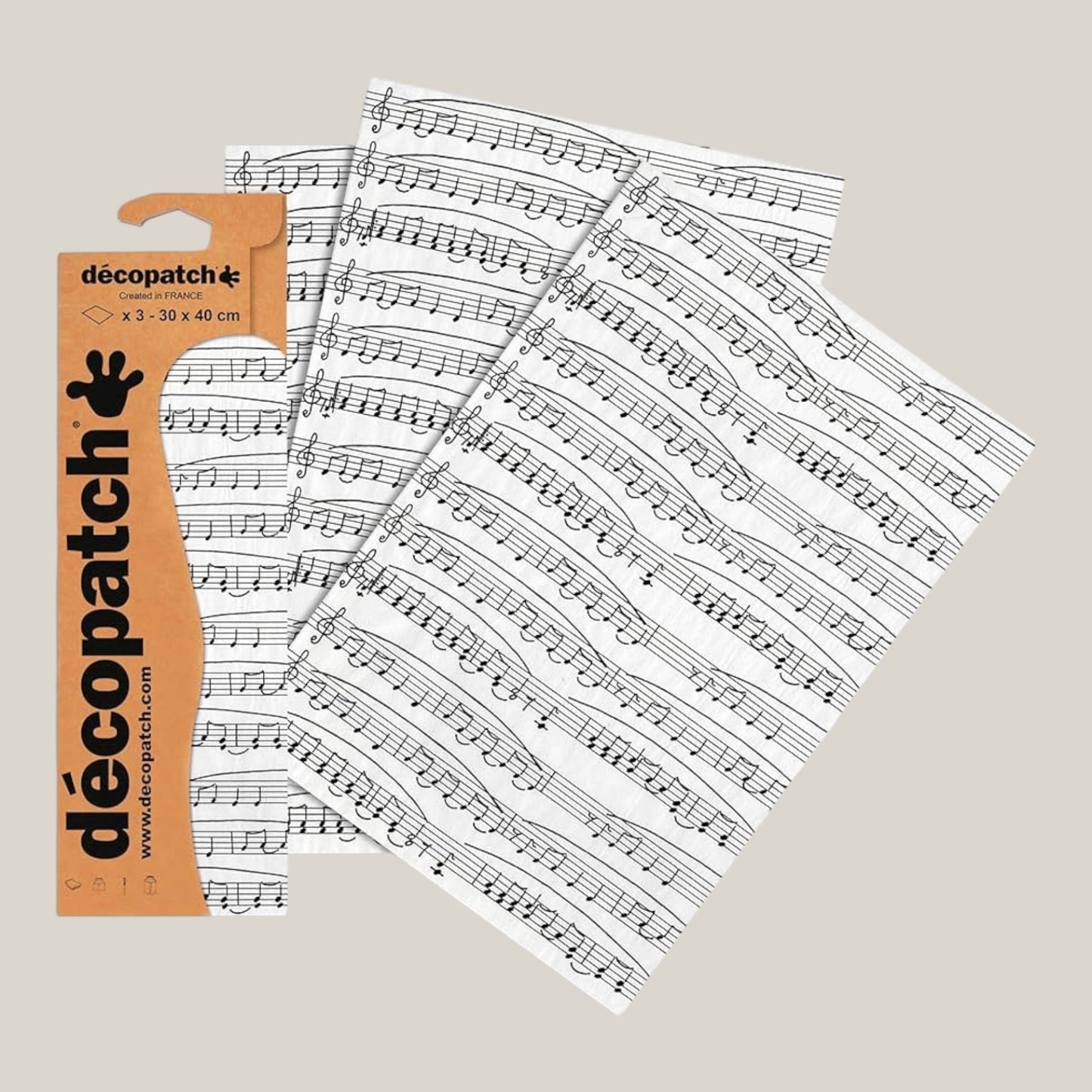 Décopatch Decopatch paper 3pcs 30x40cm Musical Notes