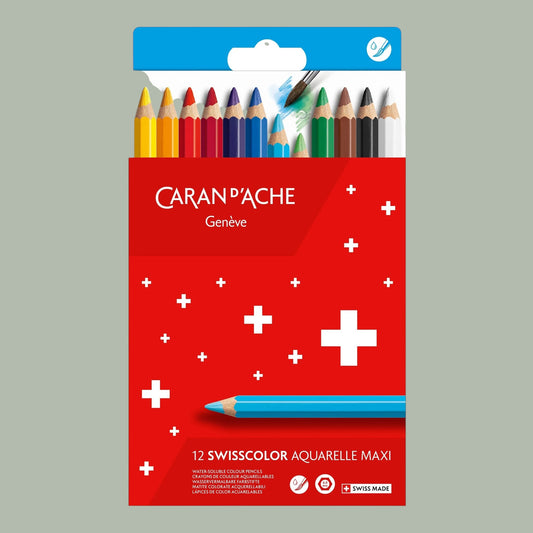 Caran d’Ache Maxi Swisscolor Aquarellstifte – 12 Stück