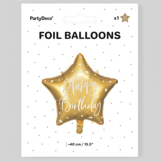 Foil Balloon Star Happy Birthday gold 40cm