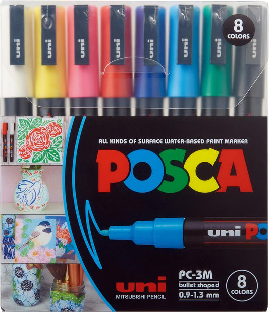 Uni Posca Acrylmarker PC-3M - 8 Marker 0.9-1.3 mm