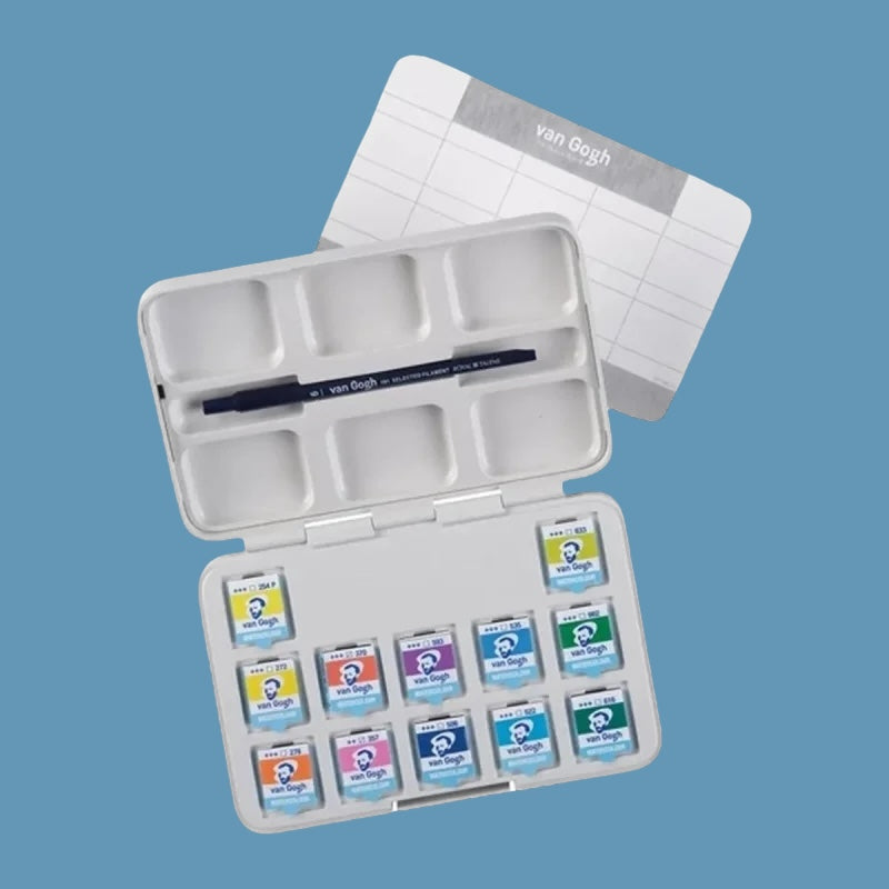 Van Gogh Aquarell Pocket Box Vibrant – 12 Näpfchen + Pinsel