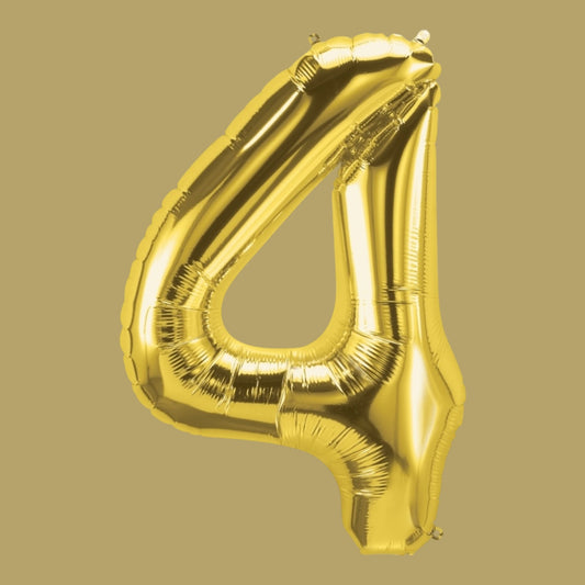 Folienballon Zahl „4“ – Gold, 86 cm