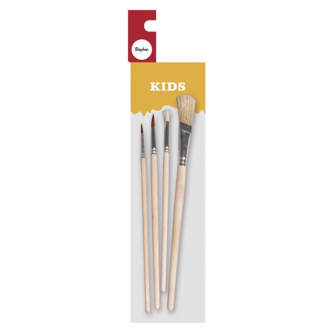 Rayher Pinselset Kindergarten+Schule, FSC 100% -Set mit 4 Pinseln