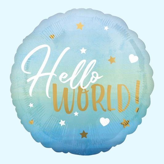 Foil Balloon Round Hello World - 43cm