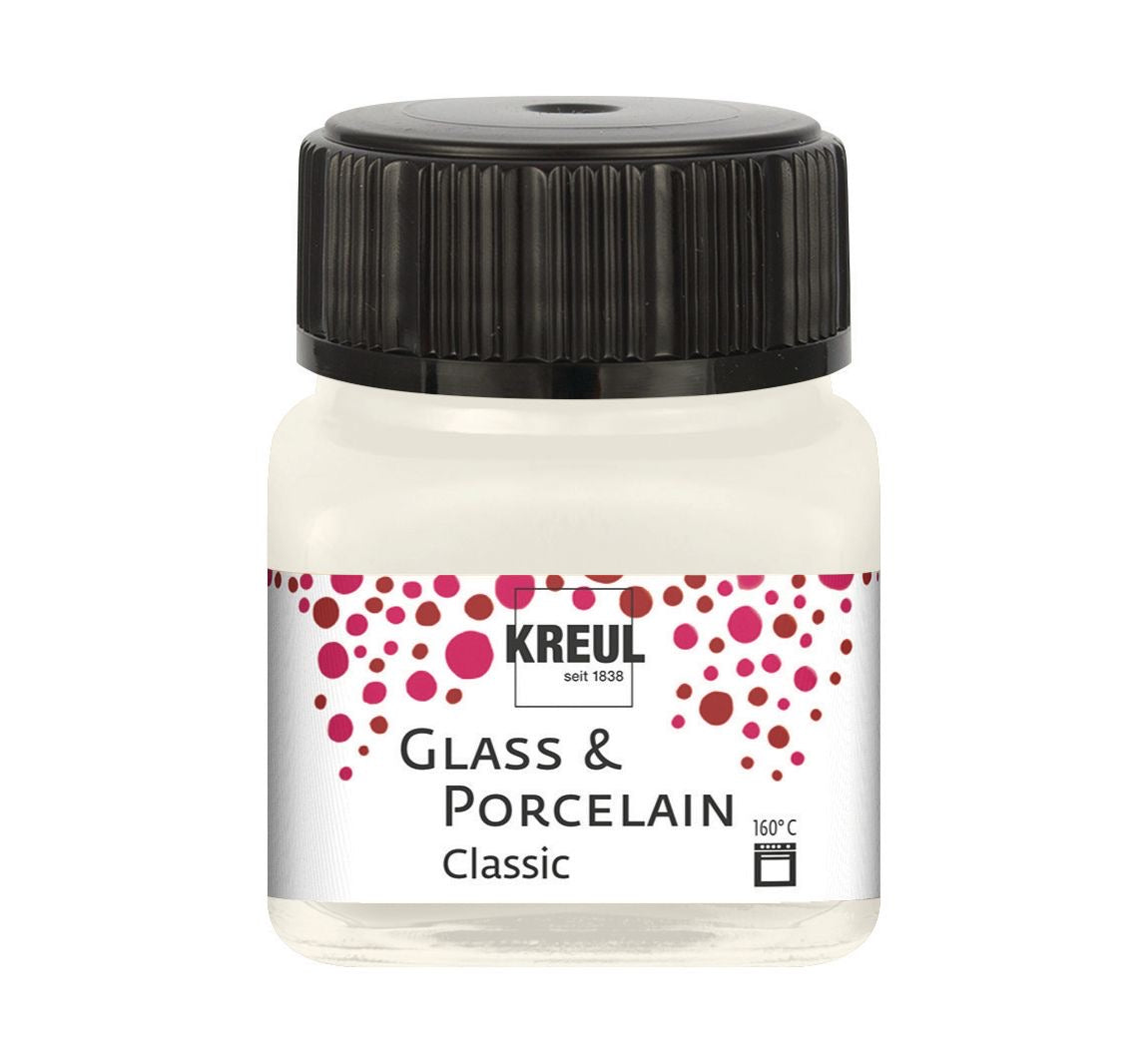 Kreul Glass & Porcelain Classic, Porcelain and Glass Paint Opaque Ivory 16273