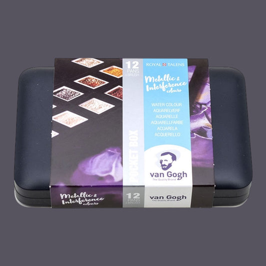 Van Gogh Watercolor Pocket Box Metallic & Interference 12-pan, brush