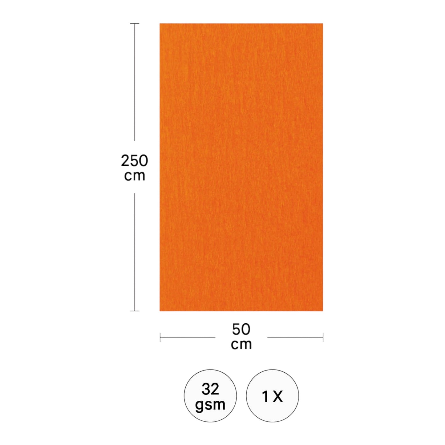 Krepppapier Dunkelorange, 50 x 250 cm