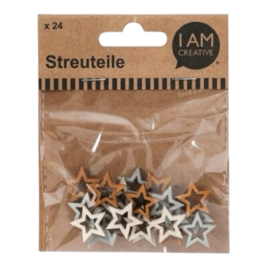 I am Creative Streuteile Stern grau / rosa, 24 Stück