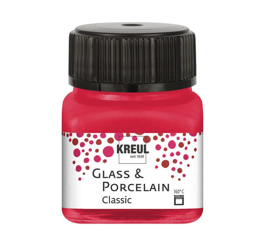 Kreul Glass & Porcelain Classic, Porcelain and Glass Paint Opaque Carmine Red 16206