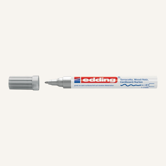 Edding 4040 Permanent Mattlackmarker Silber , Rundspitze 1–2 mm