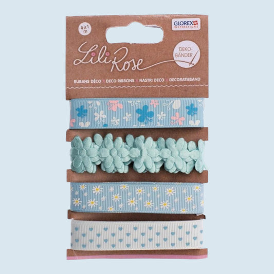 Glorex Deko-Bänder auf Karte 5x100cm Blau -Töne