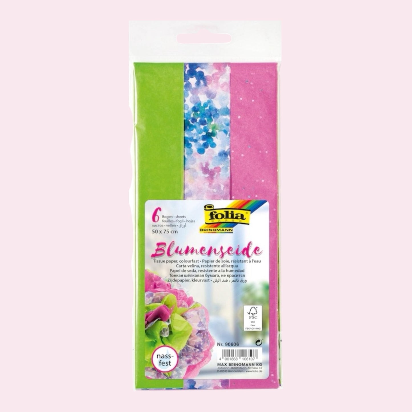 Folia Tissue Paper Mix Pink 50x75 cm – 6 Sheets