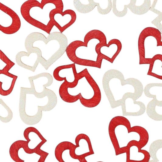 I AM Creative Streuteile Doppelherz rot / weiss, 12 Stk.