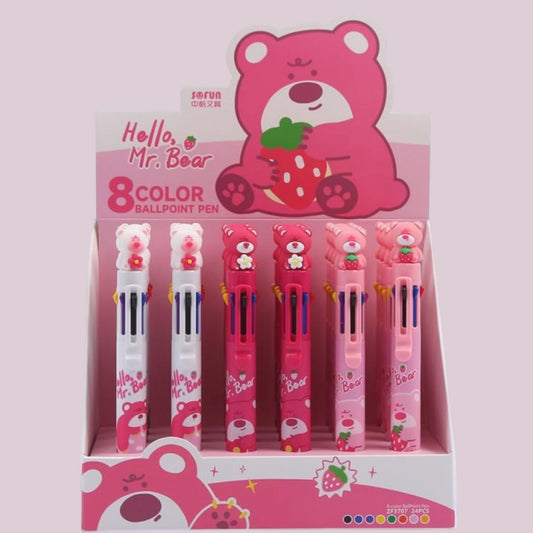 Druckkugelschreiber "Pink Bear" 8in1, 8-Farben