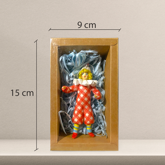 Weihnachtspuppe Clown im karierten Kostüm