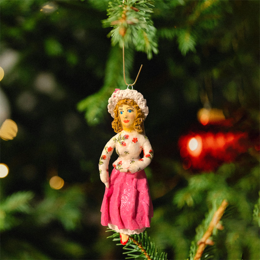 Weihnachtspuppe Frau in Blumenbluse