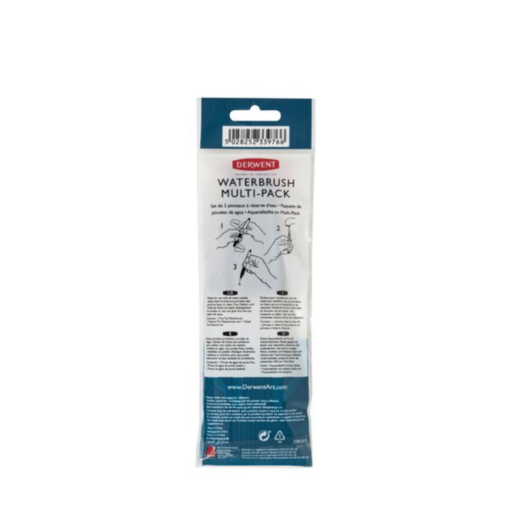Derwent Waterbrush Multi Pack Set with 3 brushes