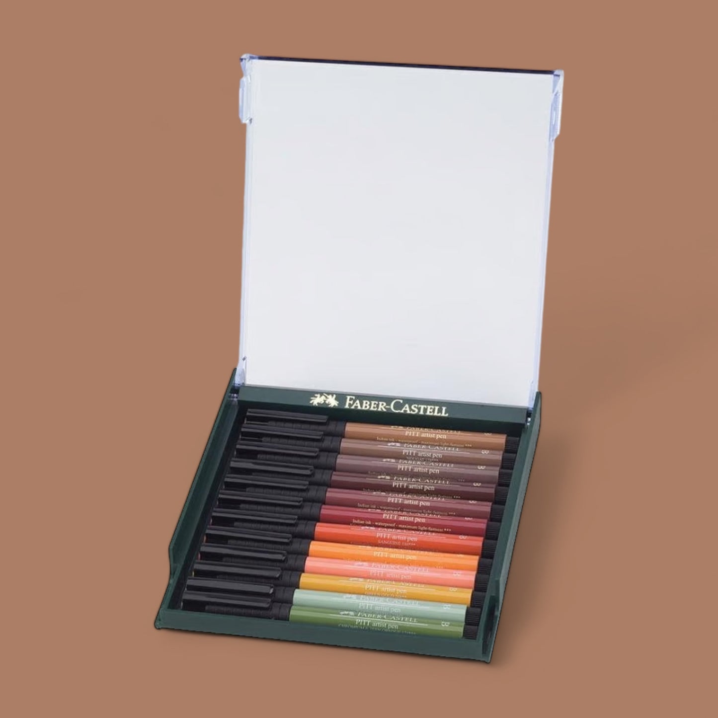 Faber Castell Pitt Artist Pen Brush Ink Pens, Case of 12, Earth Tones
