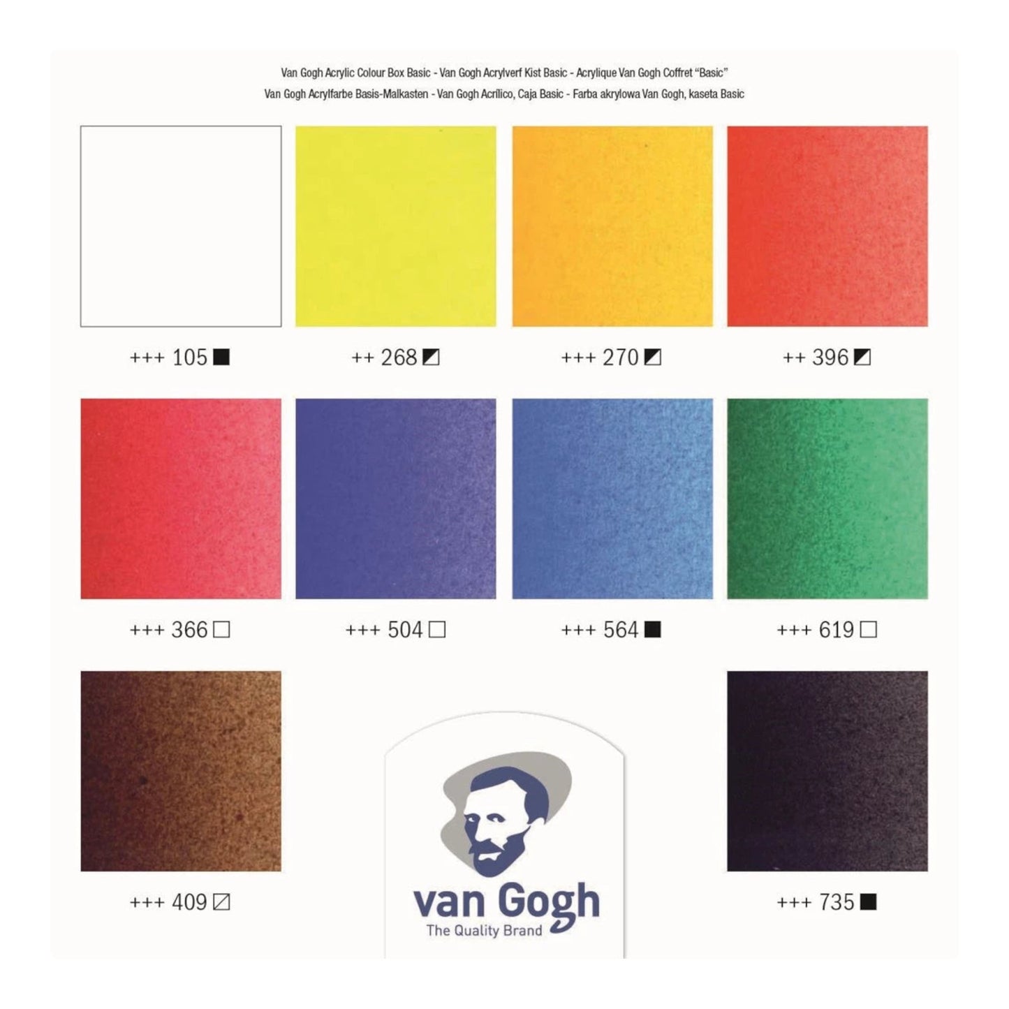 Van Gogh Holzkasten Acrylfarben Basic – 10 Farben à 40 ml + Zubehör