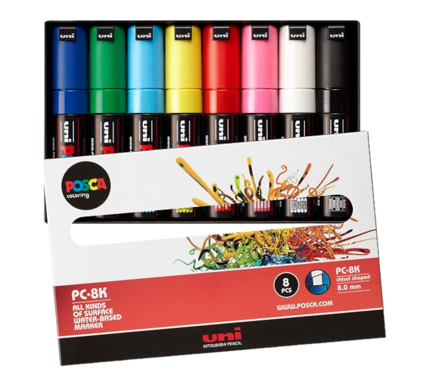 Uni Posca Acrylic Marker PC-8K - 8 Markers 8 mm