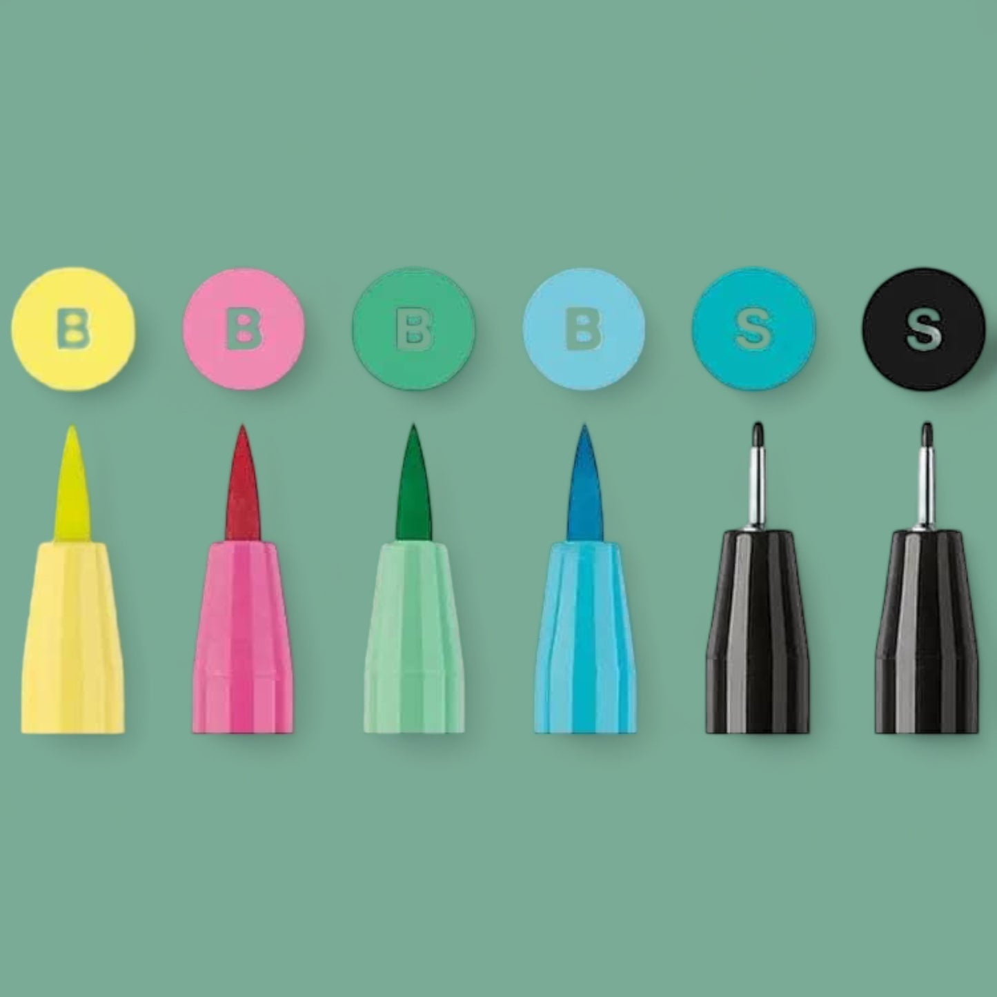 Faber Castell Pitt Artist Pen Ink Pens, 6-pack Lettering, Pastel Shades