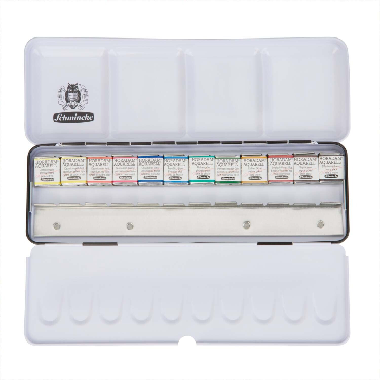 Schmincke Akademie Aquarell Farbkasten, Grundsortiment 12 x 1/2 Näpfchen Special Edition Limitiert 75758